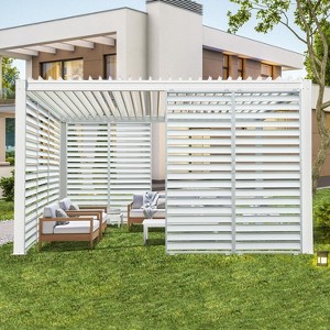 GDFStudio Holt Outdoor Aluminum Louvered 85" X 35" Privacy Screens Attaches to Pergola - 1 of 4
