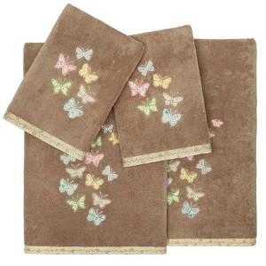 Linum Home Textiles 100% Turkish Cotton MARIPOSA Embellished Towel Set - 1 of 4