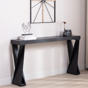 Gulches 58 Inch Modern Console Table Narrow 12 Depth Black Manufactured Wood Crossed X Legs For Hallway Living Room Office - 1 of 4