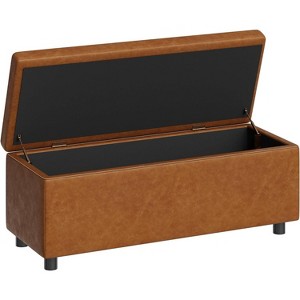 Storage Ottoman Bench, Mid-Century Modern Faux Leather Bench with Stitching, Dual Safety Hinges, 670LBS Capacity, End of Bed or Entryway Seat - 1 of 4