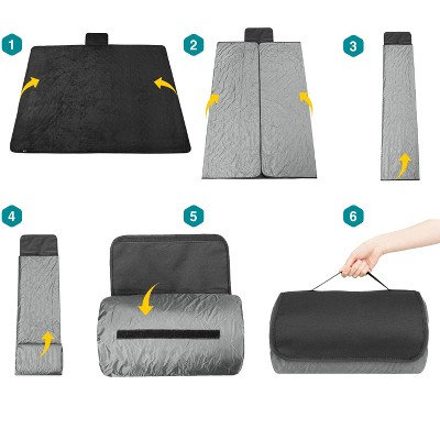 SUN CUBE Large Grey and Black Waterproof Fleece Camping Blanket