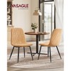 Set of 2 Dining Chairs, Metal Frame with Adjustable Feet, Glacier-Textured Synthetic Leather Upholstery, Easy to Clean, Caramel Brown - 2 of 4