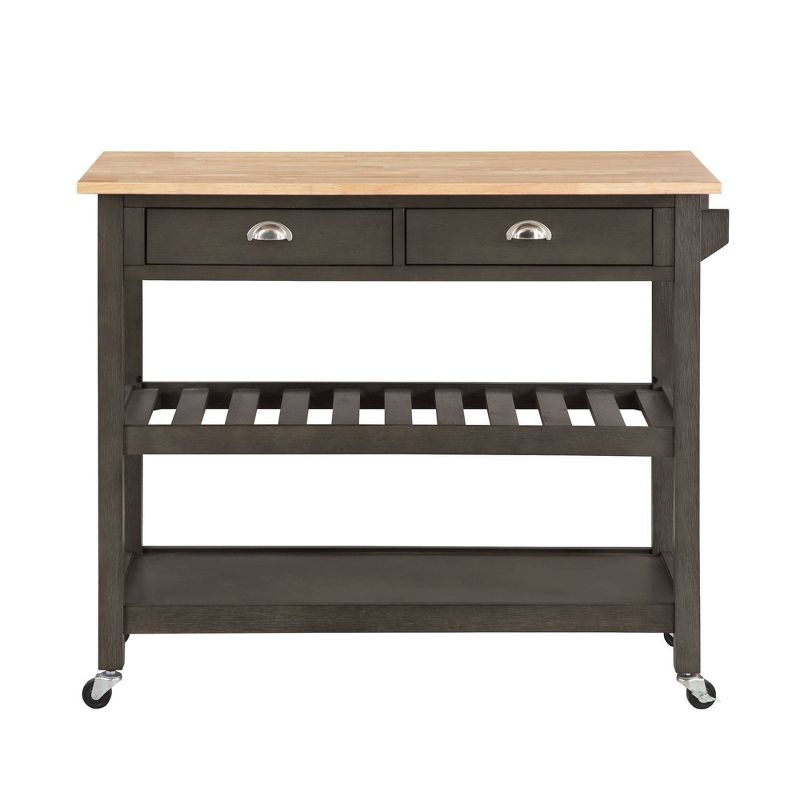 American Heritage 3 Tier Butcher Block Kitchen Cart with Drawers - Breighton Home, 5 of 10