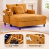Oversized Upholstered Chaise Lounge Lazy Sleeper Sofa Bed Reading Couch with 3 Pillows, USB & Type-C port, Cup Holder, Side Pocket - ModernLuxe - 4 of 4