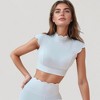 Anna-Kaci Active Women's Scallop Edge High Neck Cropped Top with Cap Sleeves and Open Back Detail - 2 of 4