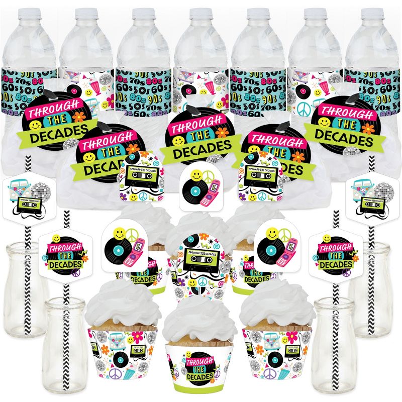 Big Dot of Happiness Through the Decades - 50s, 60s, 70s, 80s, and 90s Party Favors and Cupcake Kit - Fabulous Favor Party Pack - 100 Pieces, 1 of 9