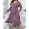 MISSKY Women's Plus Size Dresses Long Sleeves Crew Neck Casual Ribbed Knit Sweater Loose Flowy Dress with Pockets - 4 of 4
