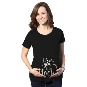 Maternity I Love You To The Moon Cute Maternity Shirts Announce Pregnancy Shirt Fun - Crazy Dog Maternity T Shirt - 1 of 4