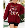 Womens Christmas Sweatshirt Merry Bright Christmas T-Shirt Long Sleeve Lightweight Holiday Pullover Tops - 2 of 3