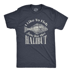 Mens I Like To Fish Just For The Halibut T Shirt Funny Fishing Lover Graphic Tee - Crazy Dog Men's T Shirt - 1 of 4