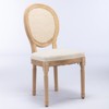 A&A Furniture,French Style Solid Wood Frame Antique Painting Linen Fabric Rattan Back Dining Chair,Set of 2,Cream,Beige - 2 of 4