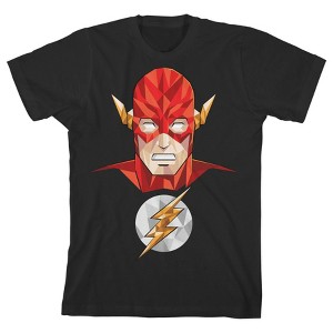 Flash Superhero And Logo Poly Art Black T-shirt Toddler Boy to Youth Boy - 1 of 1