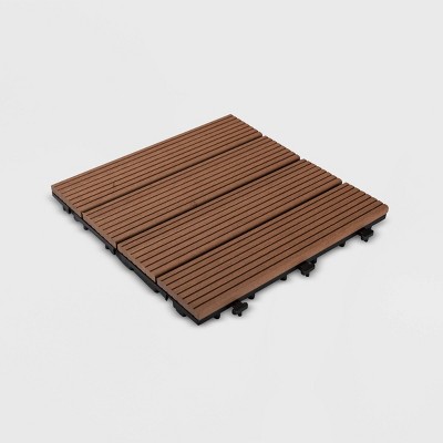 9pk Wood Plastic Composite Decking Tile Set - Brown - Courtyard Casual