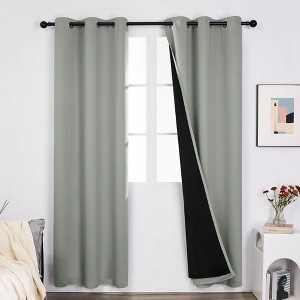 Deconovo Satin 100% Light sheiled Curtains 2Panels For LivingRoom or Bedroom - 1 of 4
