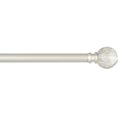 Matte Nickel Adjustable Iron Curtain Rod with Leaf Finials