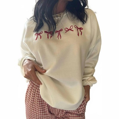 Women's Ribbons And Bows Oversized Crewneck - SWEET CLAIRE