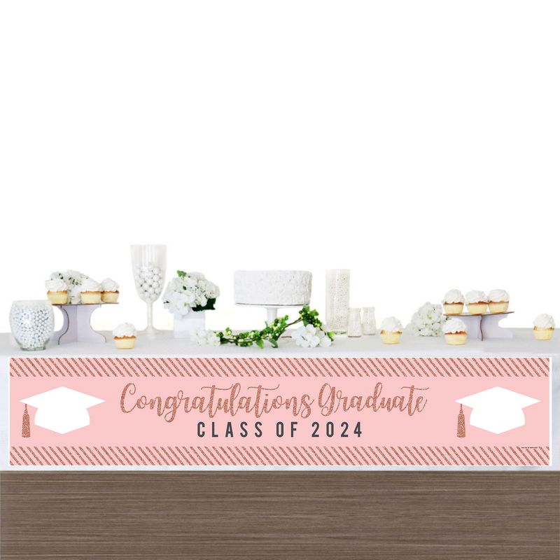 Big Dot of Happiness Rose Gold Grad - 2024 Graduation Party Decorations Party Banner, 3 of 8