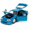 1989 Ford Mustang GT Blue with Black Hood Stripes "Fast & Furious" Series 1/24 Diecast Model Car by Jada - 2 of 4