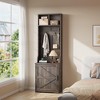 Modern Farmhouse Coat Rack Freestanding, 77" Hall Tree with Shoe Storage Cabinet, 5 Hooks & 2 Open Cubbies, Space Saving Entryway Furniture - 2 of 4
