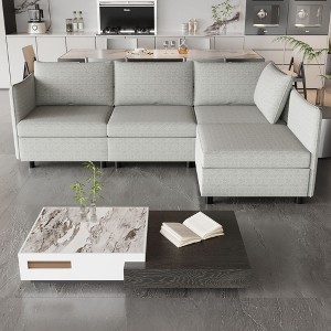 NicBex Modular 98.5" L Shape Sectional Sofa Sleeper Couch Set with Storage Space for Living Room - 1 of 4