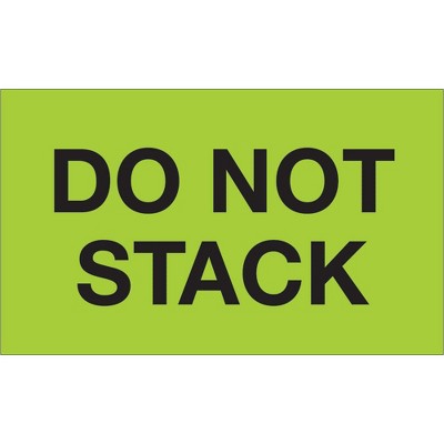 The Packaging Wholesalers Tape Logic Labels "Do Not Stack" 3" x 5" Fluorescent Green 500/Roll