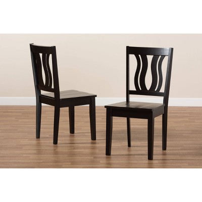 Fenton Dark Brown Wood and Cane Geometric Dining Chair Set