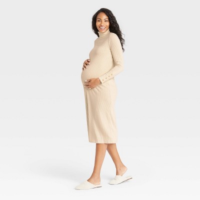 The Nines by HATCH™ Long Sleeve Turtleneck Ribbed Maternity Dress