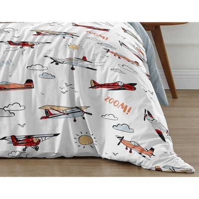 Sweet Jojo Designs Full/Queen Comforter Bedding Set Airplane Red Blue and White 3 pc — фото 6