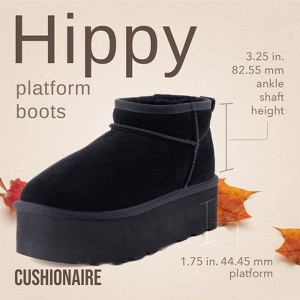 CUSHIONAIRE Hippy Women’s Platform Ankle Boots – Genuine Suede, Faux Fur Lining, Cozy Winter Slip-On Design, Comfortable Footwear - 1 of 4