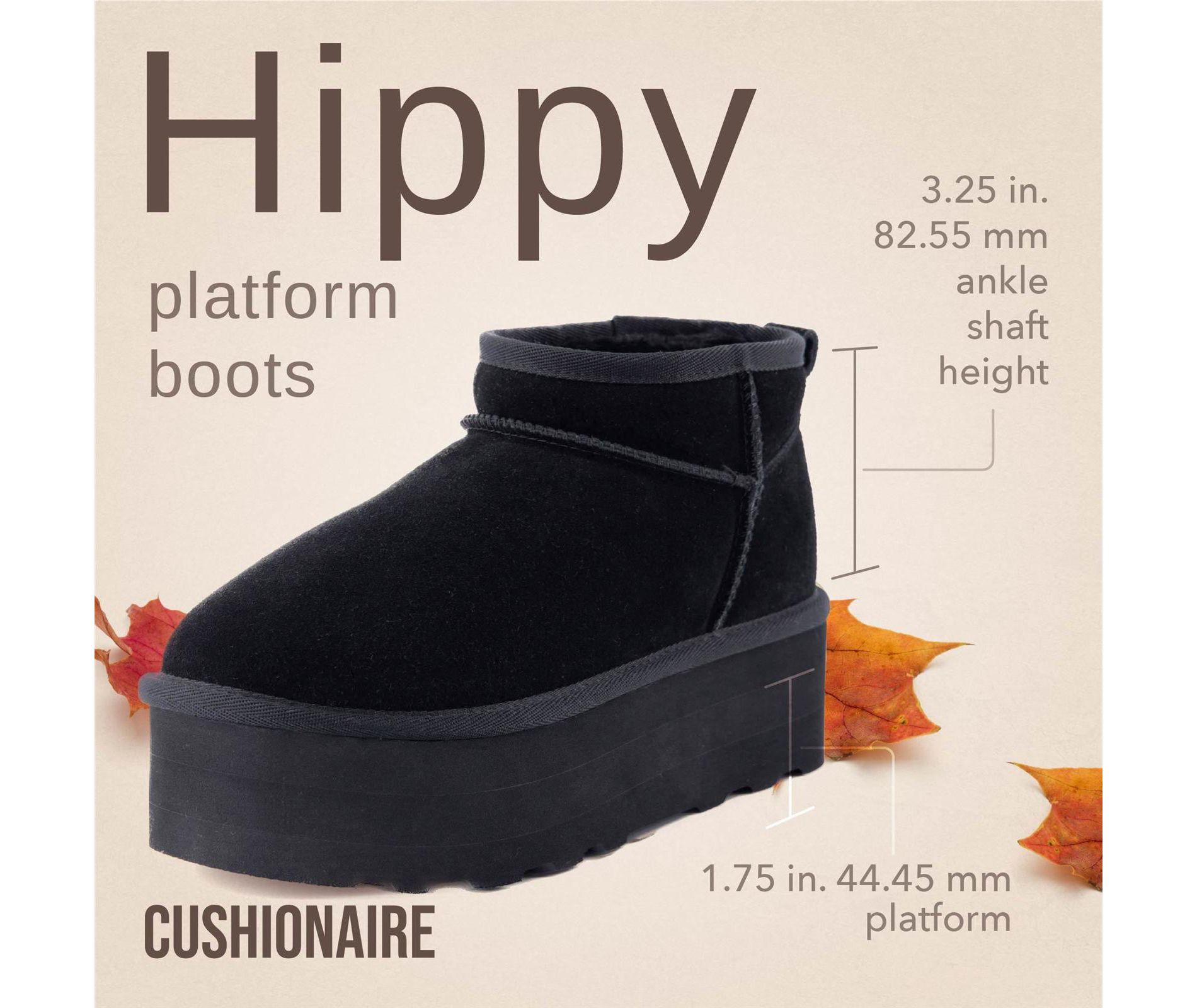 CUSHIONAIRE Hippy Women’s Platform Ankle Boots – Genuine Suede, Faux Fur Lining, Cozy Winter Slip-On Design, Comfortable Footwear