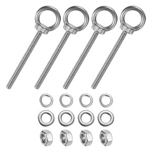 Unique Bargains Stainless Steel Durable Rust-Resistant Eyebolts with Nuts Washers Male Screw for Fastening 10 Pcs - 1 of 4