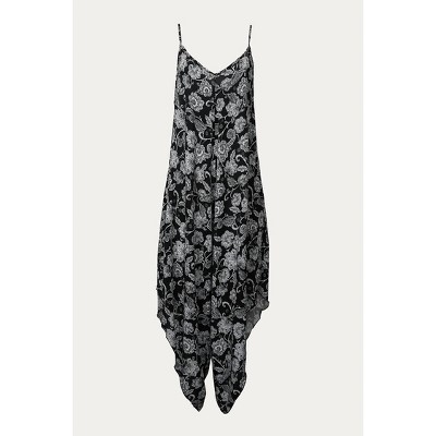 Women's FLORAL RAYON-GAUZE JUMPSUIT - BLUE LEOPARD