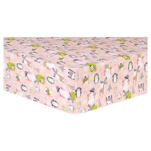Trend Lab Deluxe Flannel Fitted Crib Sheet - Pink Snow Pals