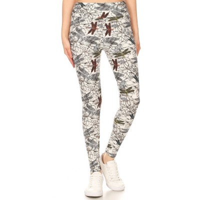 Slickblue Women's Slim Fit Leggings, Dragonfly Print, Yoga Style, High Waist, Stretch Knit, One Size