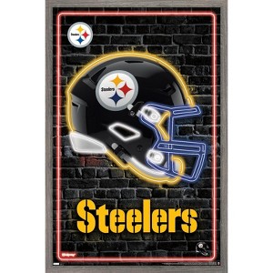 Trends International NFL Pittsburgh Steelers - Neon Helmet 23 Framed Wall Poster Prints - 1 of 4