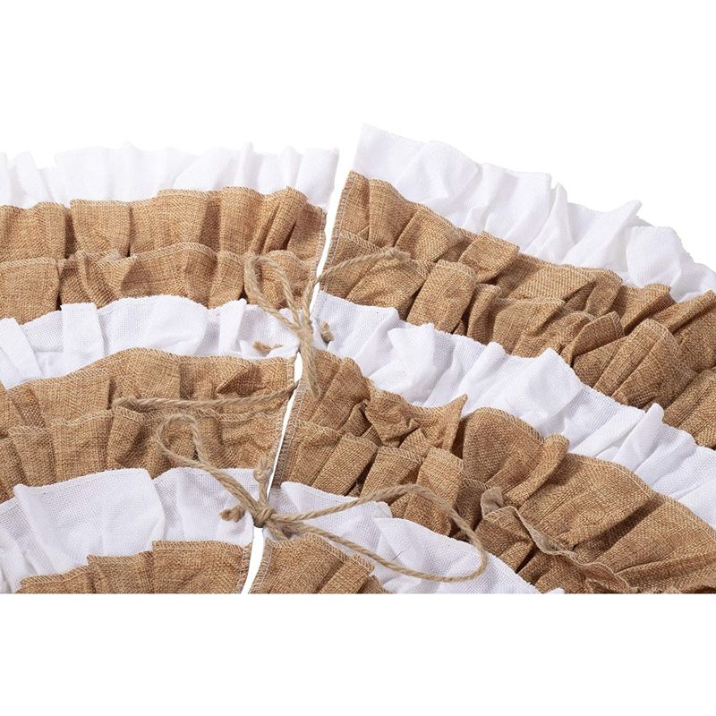 Juvale Brown Ruffled Linen Christmas Tree Skirt, Holiday Home Decorations, 48 in, 4 of 6