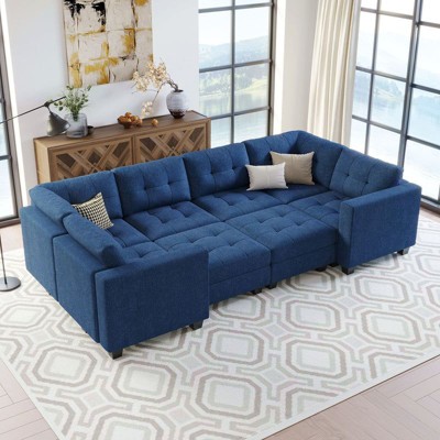 Belffin Modular Weave Sleeper Sofa with Storage Seat (8 Seats + 10 Sides)