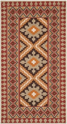 Veranda 24" Red and Natural Synthetic Non-Slip Outdoor Accent Rug
