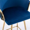DSVIMOY Counter and Bar Stool Set of 2 Velvet Bar Stools with Chrome Footrest and Golden Legs for Dining, Blue, 28.74"*16.92"*18.5" - 4 of 4