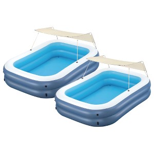 H2OGO! 8 Foot 4 Inch by 70 Inch Summer Bliss Shaded Inflatable Family Pool with 2 Quick Release Valves and Repair Patch for Kids Ages 6 Above, 2 Pack - 1 of 4