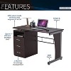 PAGED Modern Wooden Computer Desk, Home Office Desk with 3 Storage Drawers, Shelf, Elevated Wooden Desktop for Office, Study - 2 of 4