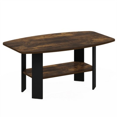 Furinno Mid-Century Coffee Table Sofa Side Table with Storage Open Shelf Living Room