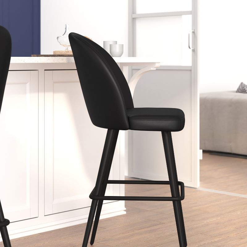 Flash Furniture Lyla Commercial Grade Modern Armless Barstools with Contoured Backrest, Steel Frame and Integrated Footrest - Set of 2, 5 of 12