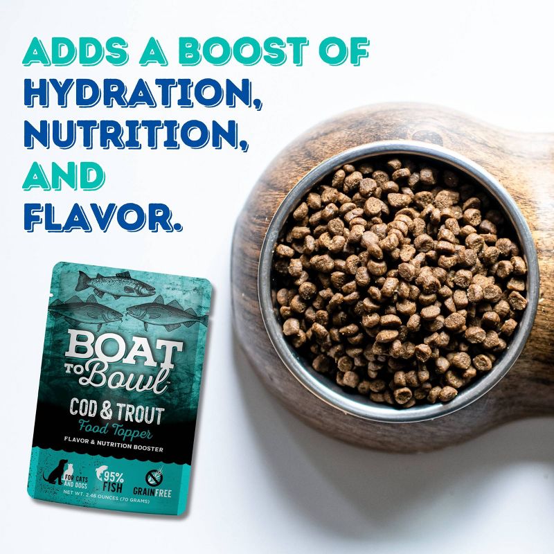Boat To Bowl Cod and Trout Seafood Fish Flavor Food Topper Wet Cat and Dog Food - 2.46oz, 6 of 11