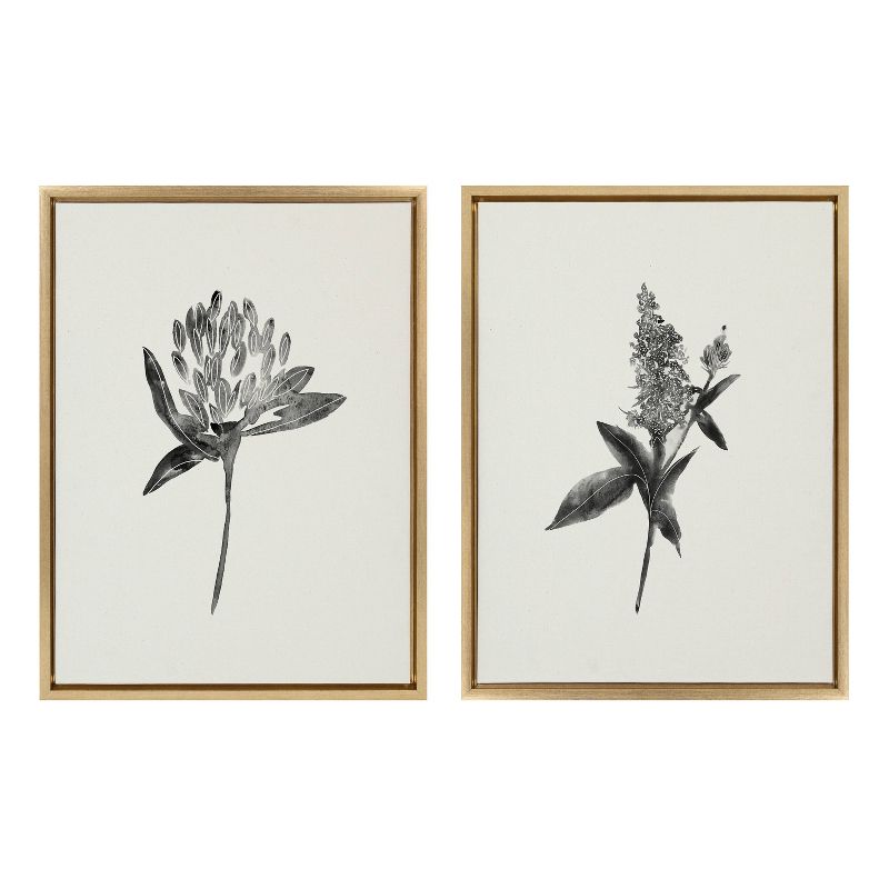 (Set of 2) 18&#34; x 24&#34; Sylvie Vintage Botanical 1 and 2 Framed Canvas by Teju Reval of SnazzyHues Gold - Kate &#38; Laurel All Things Decor, 1 of 8