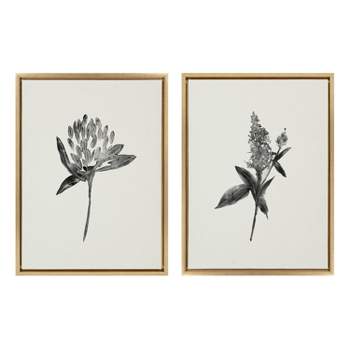 (Set of 2) 18" x 24" Sylvie Vintage Botanical 1 and 2 Framed Canvas by Teju Reval of SnazzyHues Gold - Kate & Laurel All Things Decor