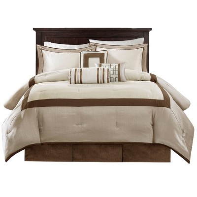 Taupe and Brown Queen Microfiber 7-Piece Comforter Set