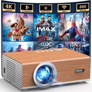 SEVOBAL Projectors Portable 1080P Movie Projector with WiFi 6 Bluetooth 300 Inch Display for Home Theater, Brown, 13.27"*4.96"*8.62" - 1 of 4