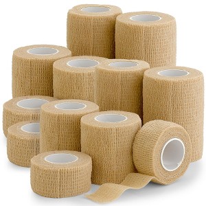 MEDca Self-Adhesive Tape, 12 Pack - 1", 2", 3" x 5 Yards, Elastic Bandage Rolls & Athletic Wrap for Sprains, Swelling, and Soreness - 1 of 4