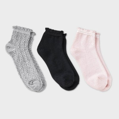 Women's Pointelle 3pk Ankle Socks with Scallop Cuff - Auden™ 4-10